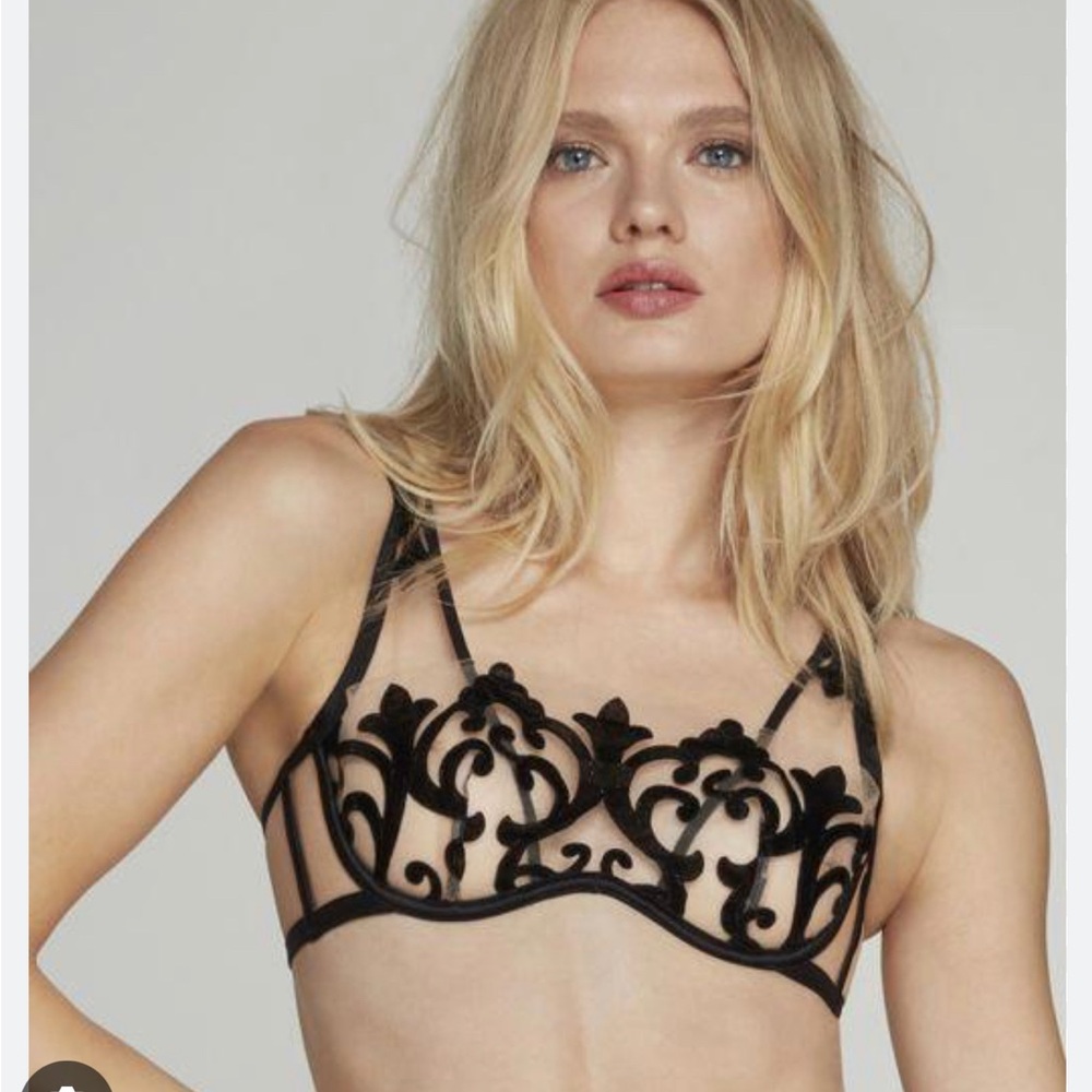 Agent Provocateur Black Velvet Lace Balconette Bra